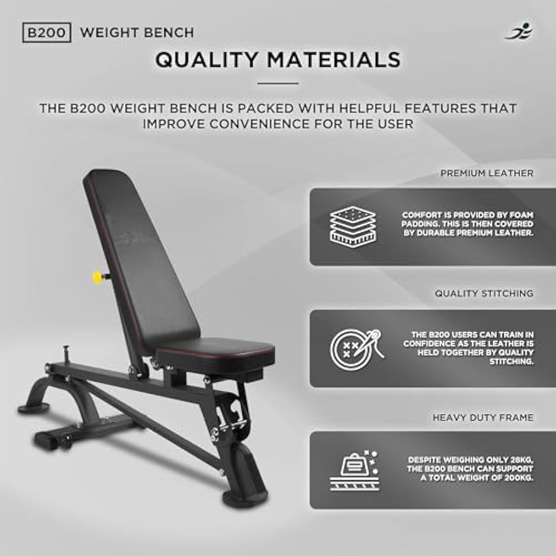 JLL B200 Adjustable Weight Bench – Foldable 200kg Heavy-Duty Home Gym