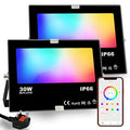 HEKEE Smart RGB LED Floodlights | 30W Bluetooth Color Changing | 2 Pack