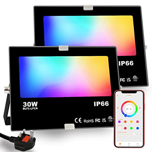 HEKEE Smart RGB LED Floodlights | 30W Bluetooth Color Changing | 2 Pack