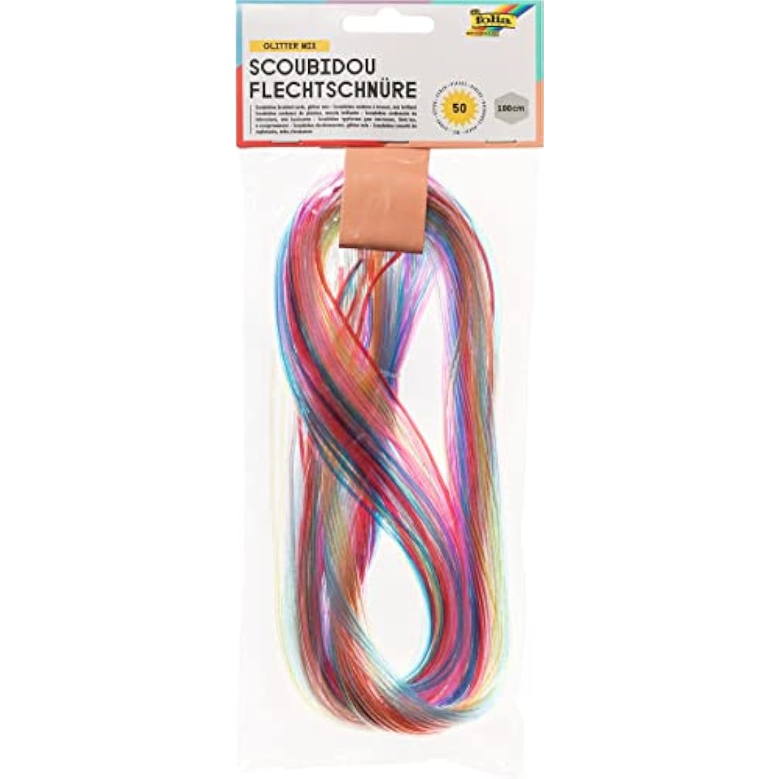 Folia Bringmann Transparent Braiding Cords with Glitter - 50 Pieces