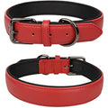Jolof Store Red Leather Dog Collar – Soft Padded Adjustable Pet Collar