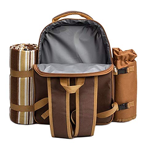 Apollo Walker 2 Person Picnic Backpack with Blanket & Tableware – Brown