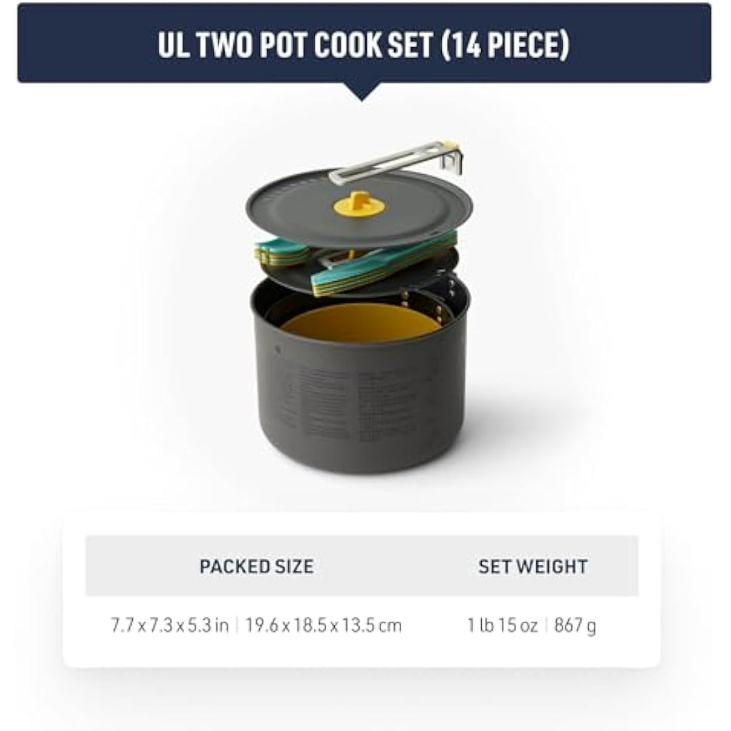 Sea to Summit Frontier Ultralight 2-Pot Camping Cook Set - 14 Piece