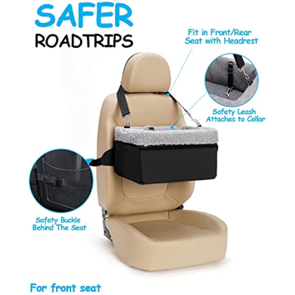 UNICITII Elevated Dog Booster Car Seat – Small Pet Travel Carrier, Black