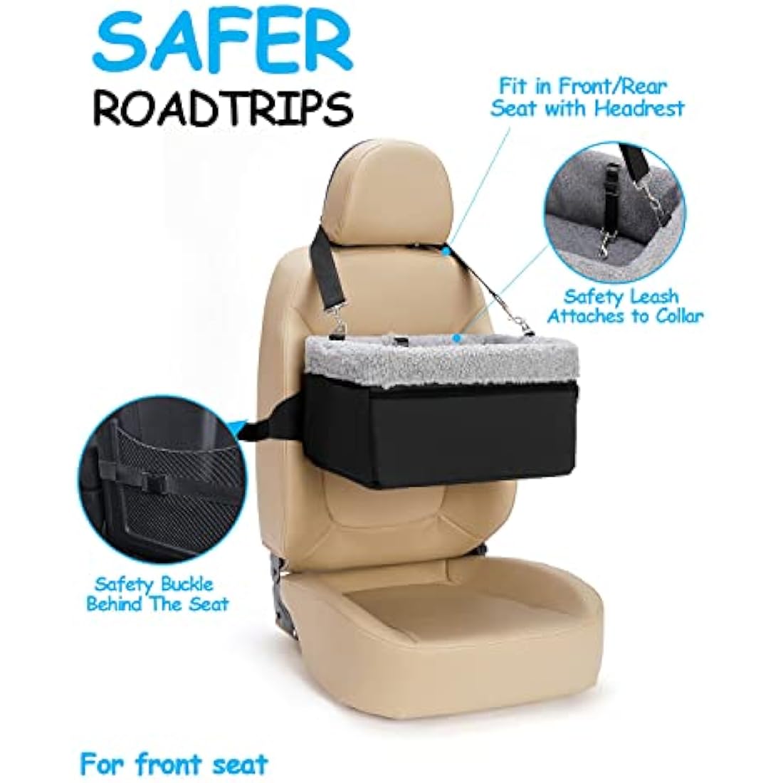 UNICITII Elevated Dog Booster Car Seat – Small Pet Travel Carrier, Black