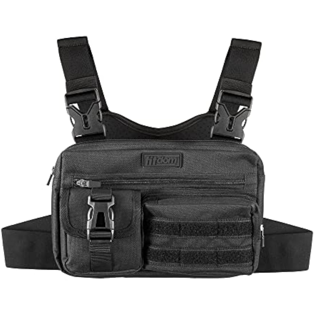 Fitdom Tactical Sports Utility Chest Pack | EDC Rig Pouch - Jet Black