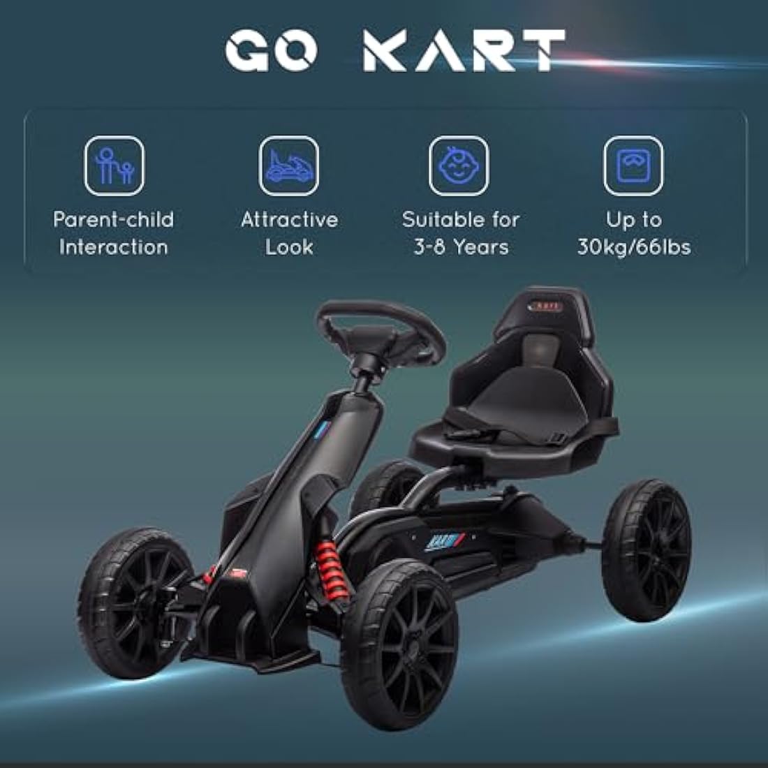 HOMCOM Kids Pedal Go Kart – Ride On Racer with Adjustable Seat & EVA Tyres