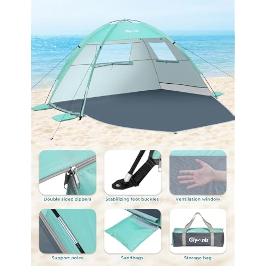 Glymnis Beach Tent | 2-3 Person Portable UV Protection Sun Shelter