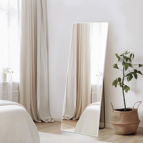 Vasemouh Full Length Mirror | 140x51cm White Floor or Wall Mounted Mirror
