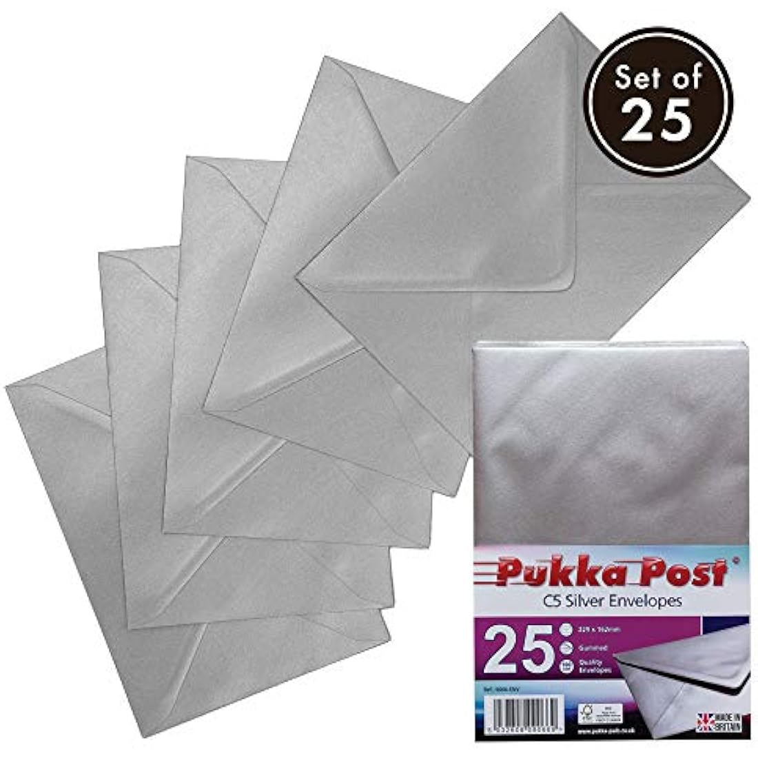 Pukka Post C5 Gummed Envelopes – Silver 100GSM Postal Pack of 25