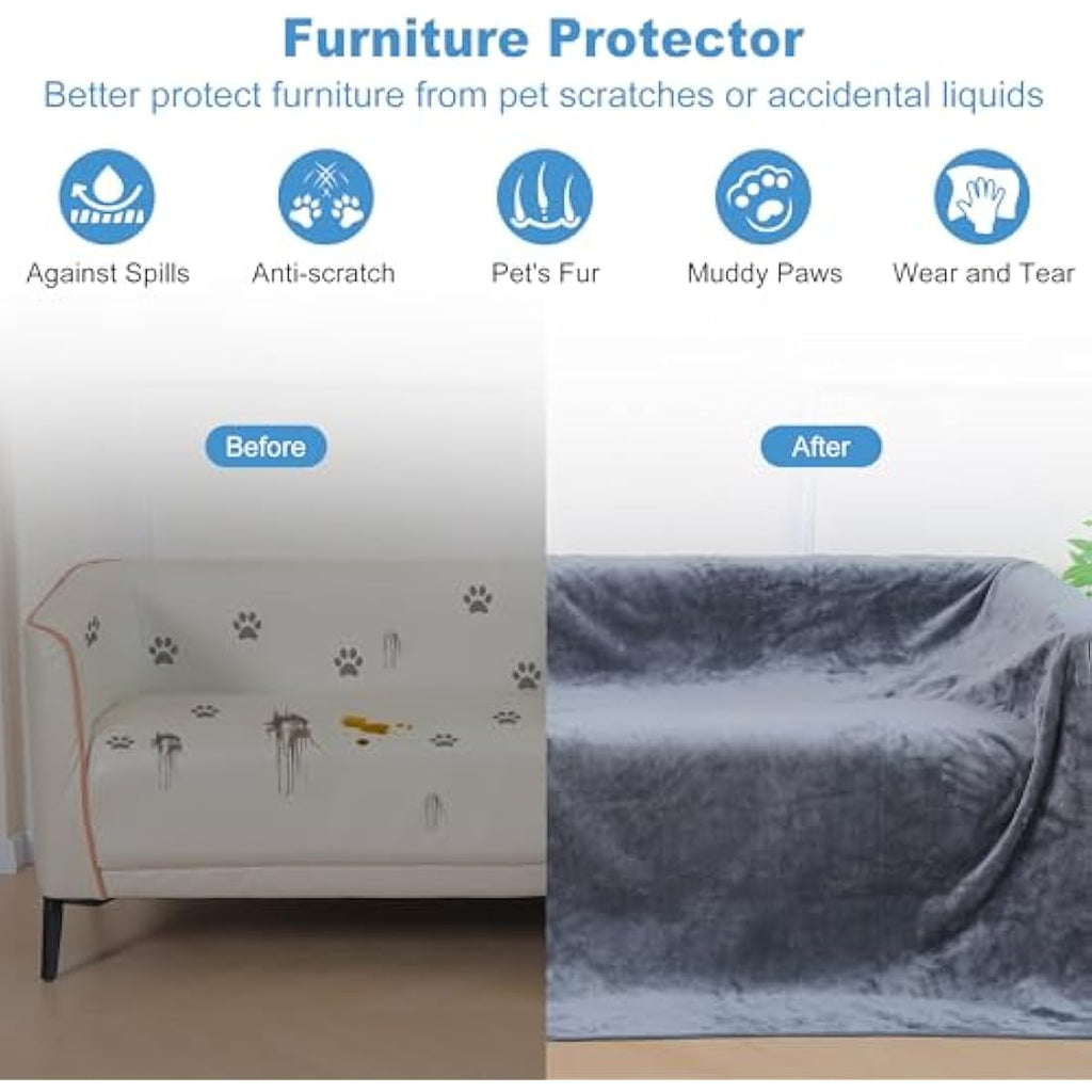 HezzLuv Waterproof Dog Blanket – Washable Flannel Furniture Protector