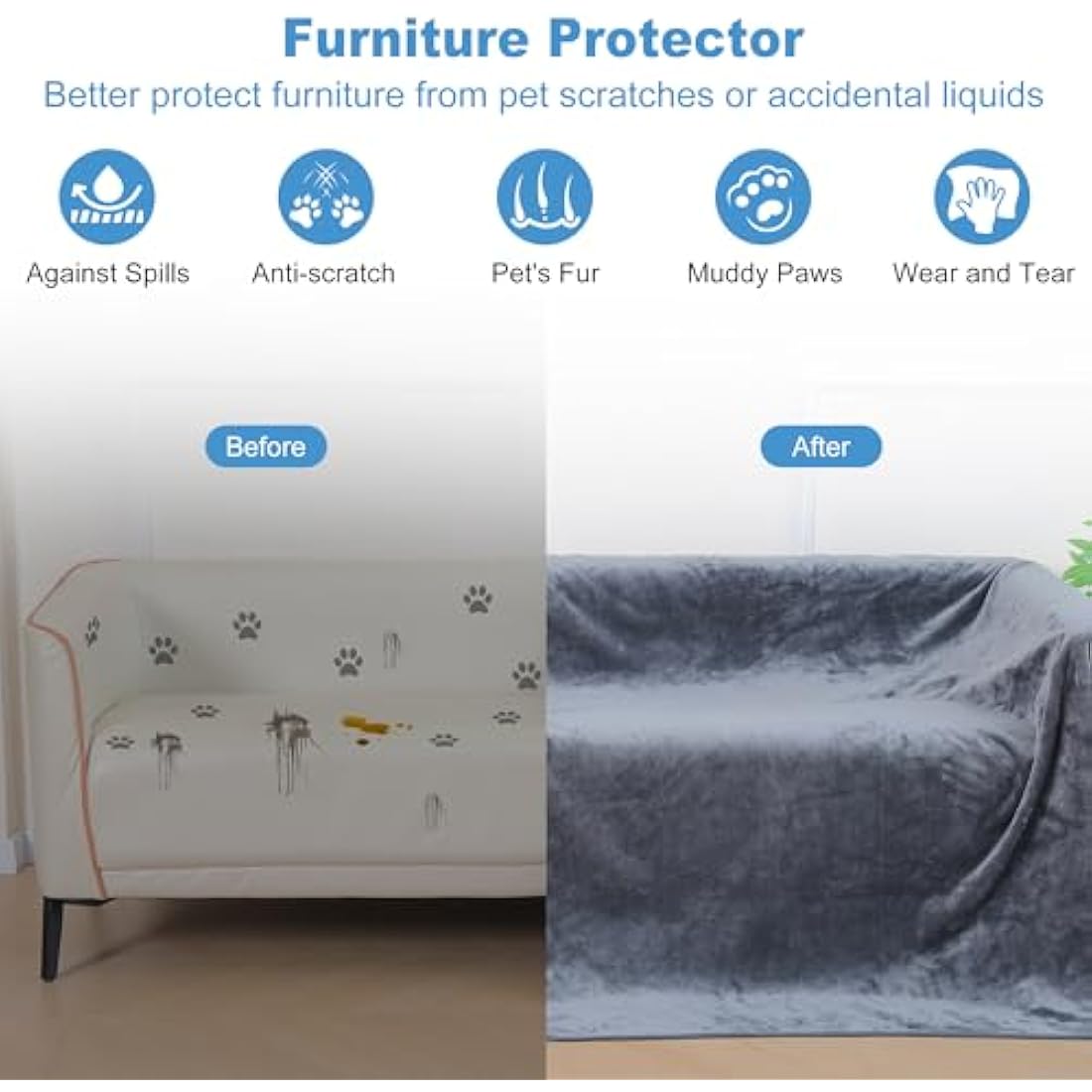 HezzLuv Waterproof Dog Blanket – Washable Flannel Furniture Protector