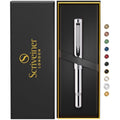 Scriveiner Silver Chrome Rollerball Pen – Luxury Heavy Pocket EDC Pen