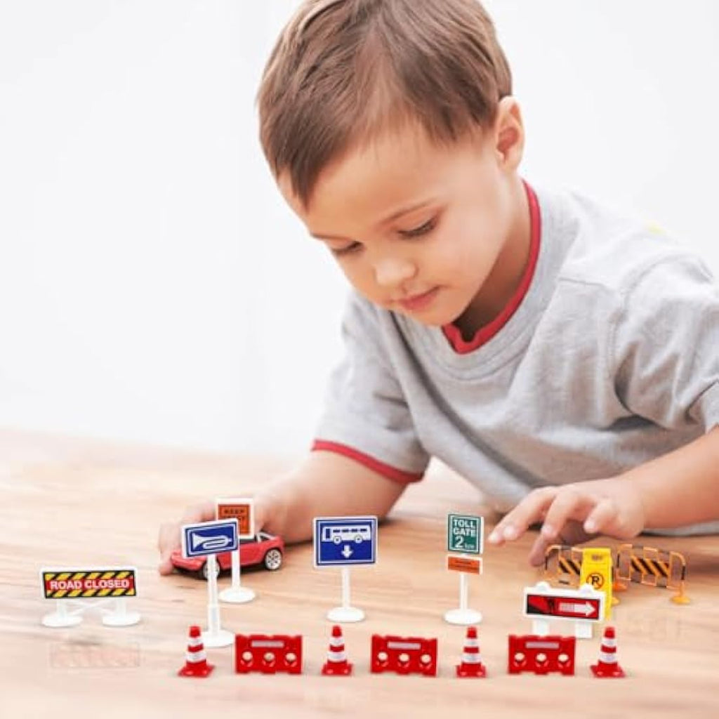 NUOBESTY 62pcs Miniature Traffic Signs – Kids Educational Road Toys