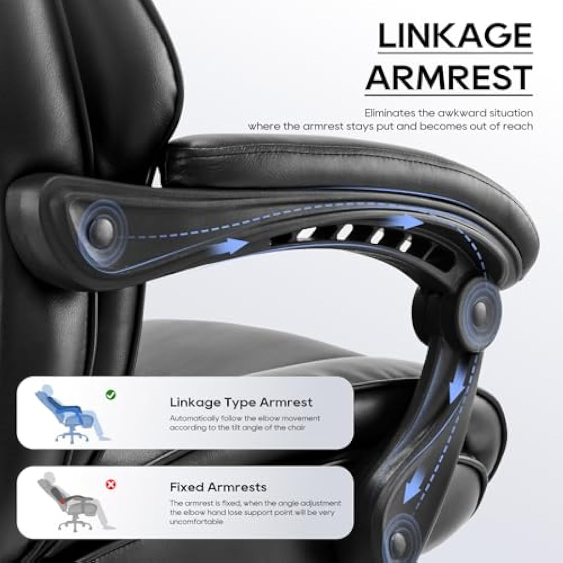 COLAMY Executive Office Chair – Ergonomic Bonded Leather Recliner with Footrest