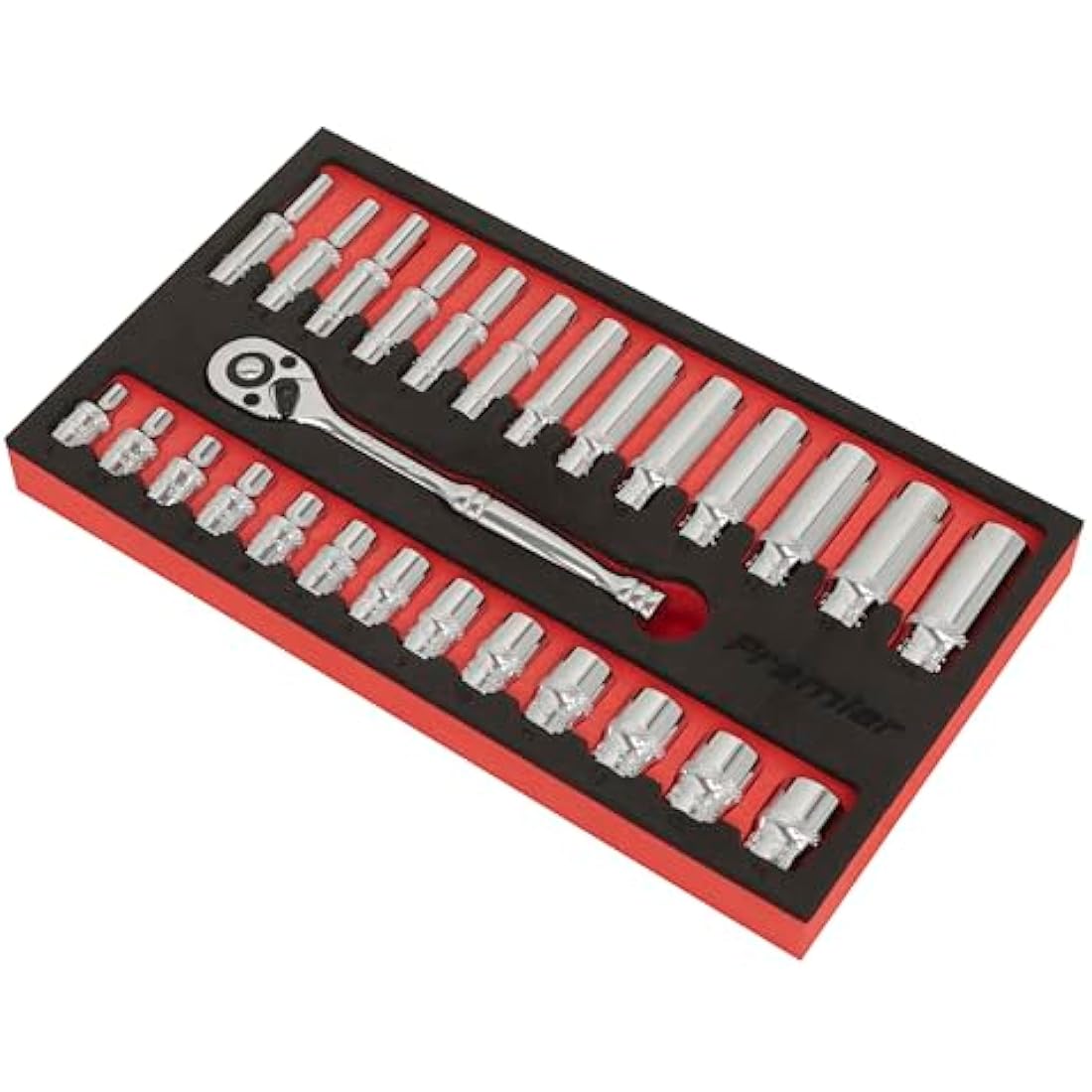 Sealey AK66721 1/4" Sq Drive Ratchet Wrench & Socket Set – 27pc