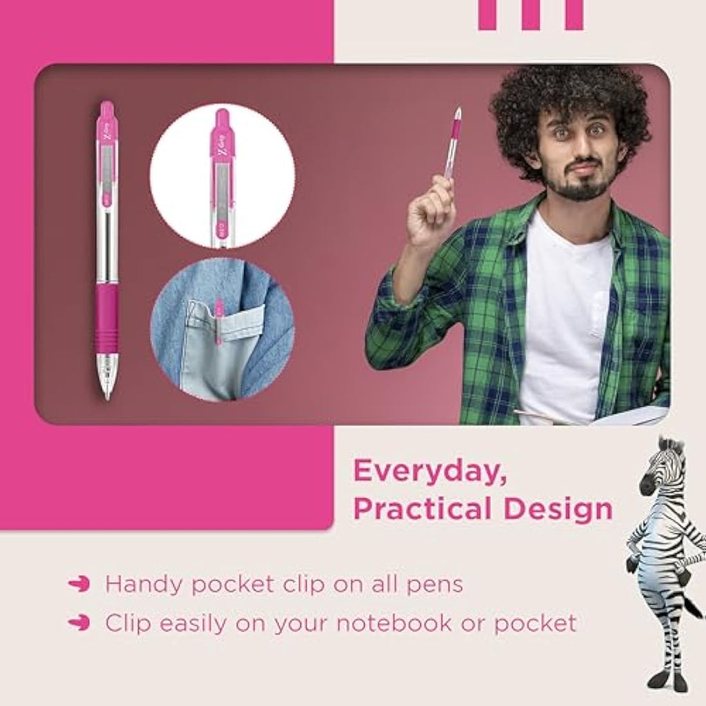 Zebra Z-Grip Retractable Ballpoint Pens, Pink Ink, Medium Point, 12pk