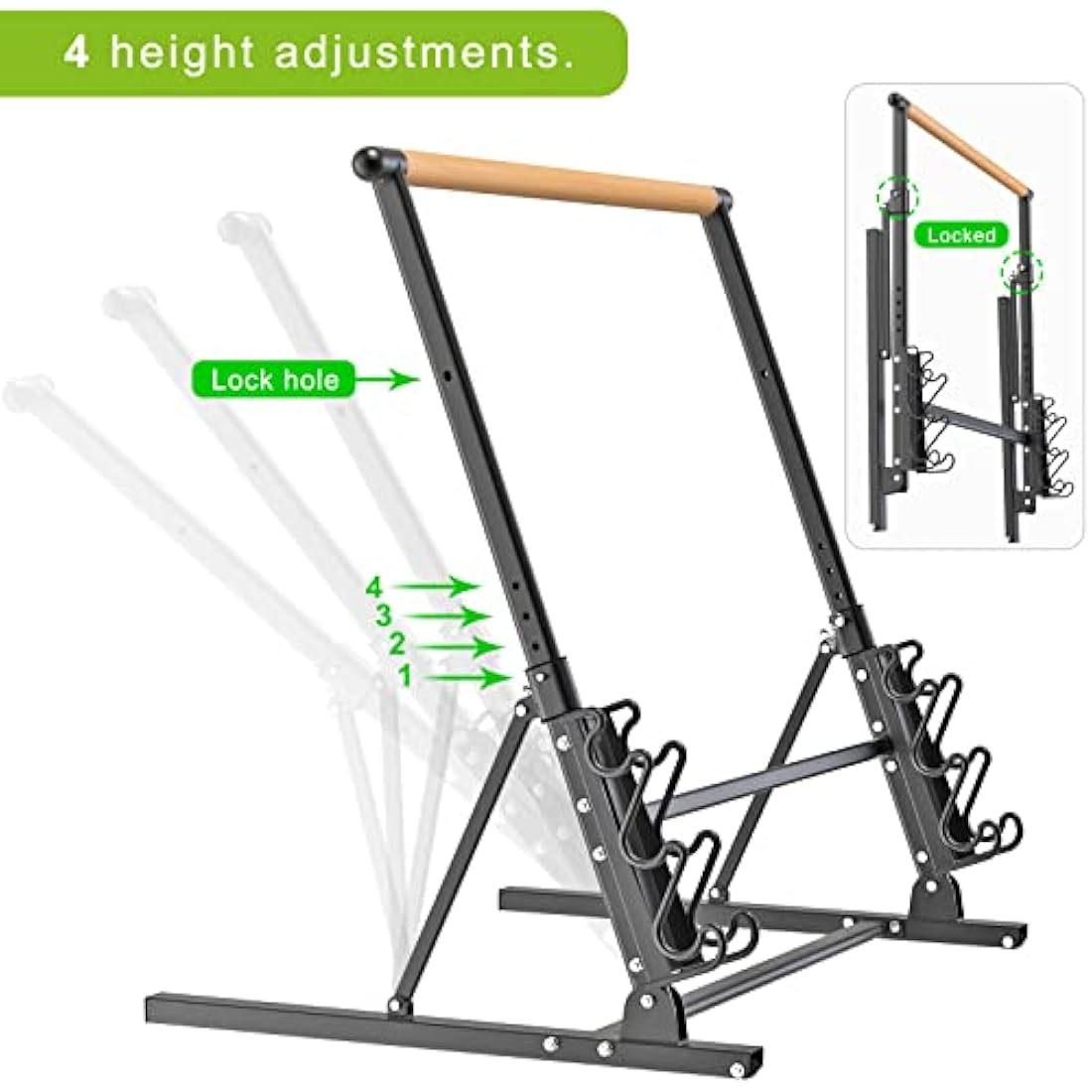 Kipika Portable Wood Ballet Barre - Adjustable Dance Bar with Wheels