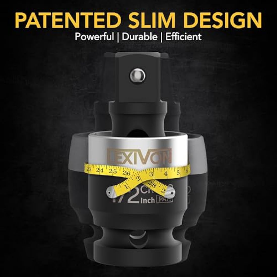 LEXIVON Slim Impact Universal Joint Set | 3-Piece Cr-Mo Steel Swivel Sockets