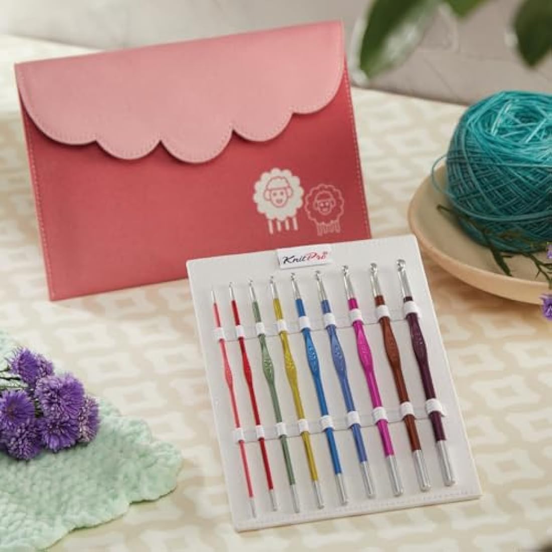 KnitPro Zing Deluxe Crochet Hook Set | 9 Sizes (2-6mm) Lightweight Aluminum
