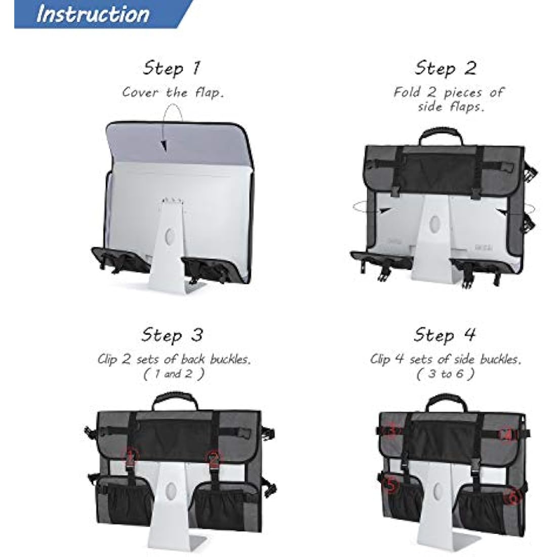 CURMIO iMac Travel Carrying Bag & Monitor Dust Cover for 21.5-24" - Grey