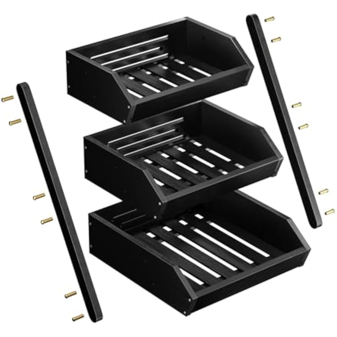 CALM COZY 3-Tier Bamboo Fruit Basket | Countertop Vegetable Storage Rack