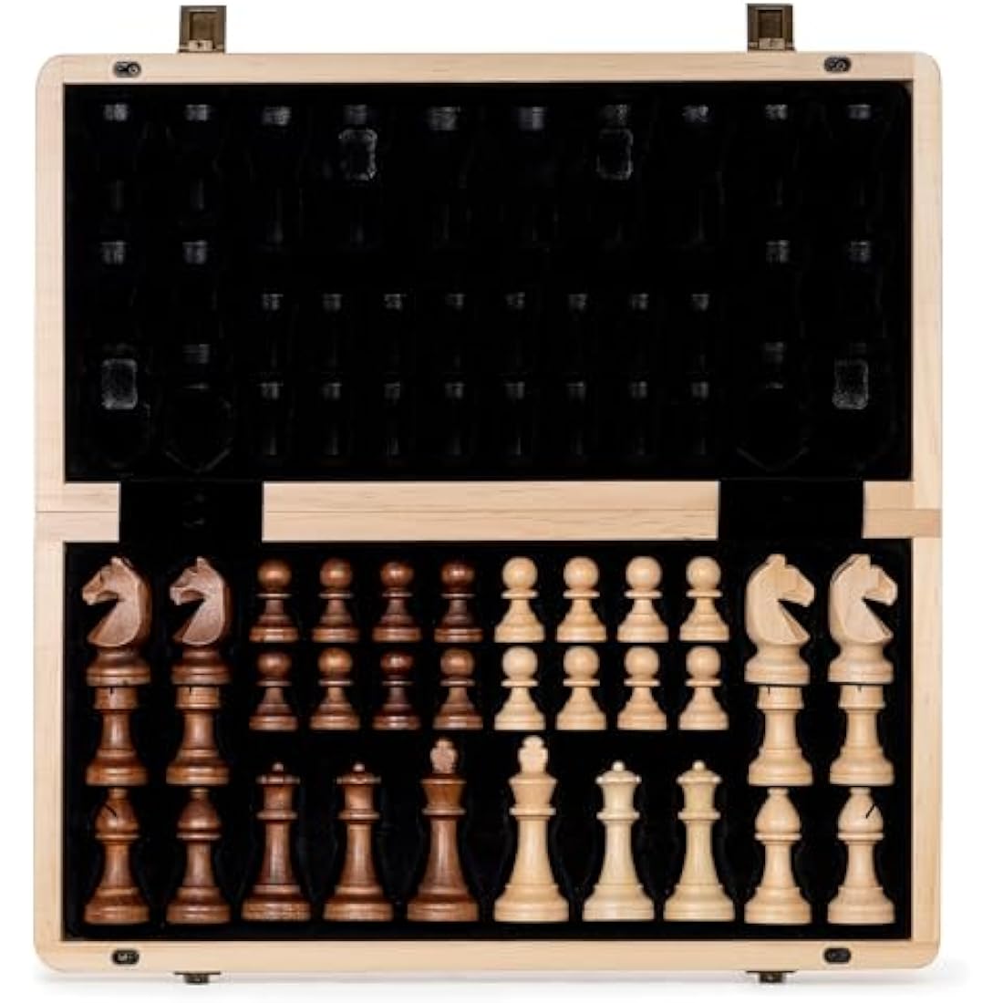 A&A 15" Magnetic Wooden Chess Set | Walnut Folding Board & Staunton Pieces