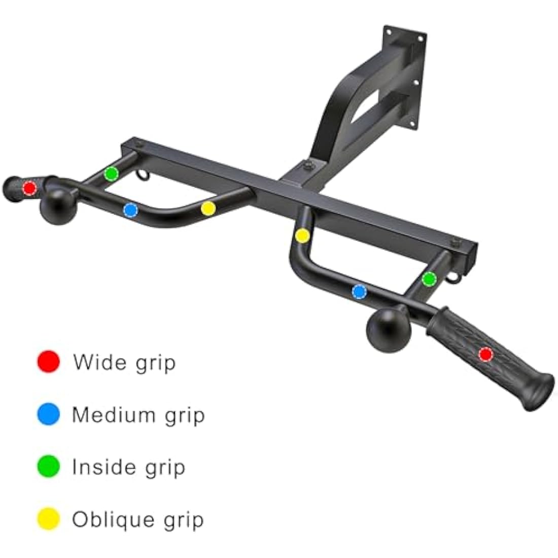 Kipika Wall Mounted Pull Up Bar – Heavy Duty 5-Grip Home Gym System