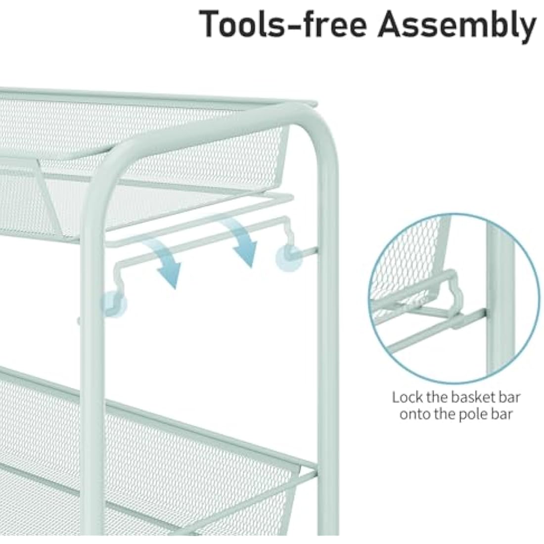 APEXCHASER 4-Tier Metal Rolling Utility Cart | Mobile Storage Trolley, Green