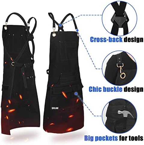 Woodworking Work Apron – Fireproof Canvas with 10 Tool Pockets