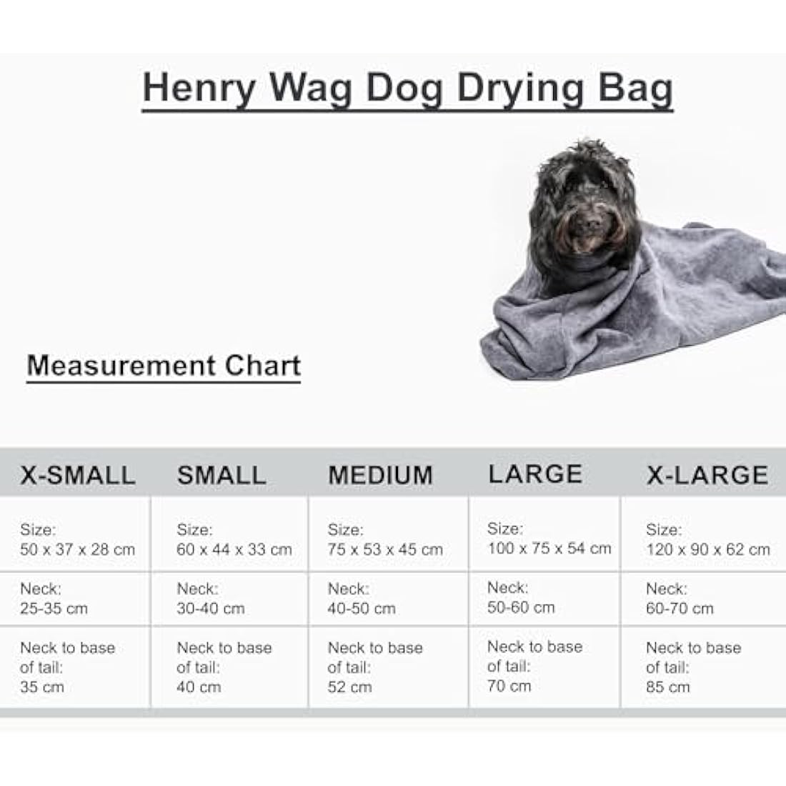 Henry Wag Microfibre Dog Drying Bag | Absorbent & Quick Dry – Large