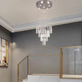 FRIXCHUR Modern Crystal Chandelier – 4-Tier High Ceiling Foyer Light