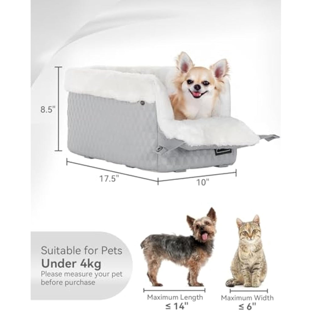 Petsfit Center Console Dog Car Seat – Small Pet Booster with Safety Hooks