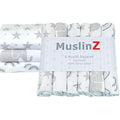 MuslinZ 100% Cotton Muslin Squares – 6 Pack Grey Prints (70x70cm)