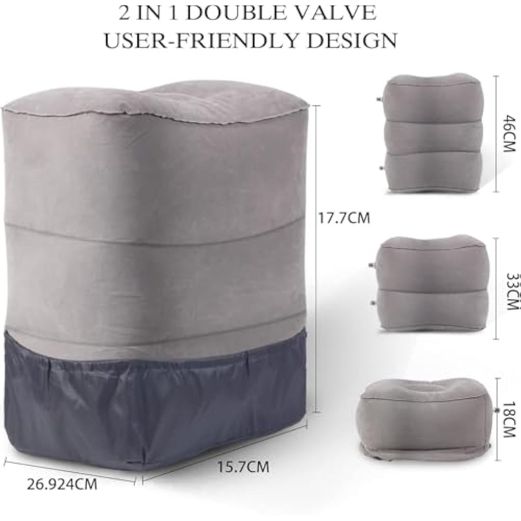 DAWNTREES Inflatable Travel Footrest 2 Pack | Adjustable Height PVC Pillow