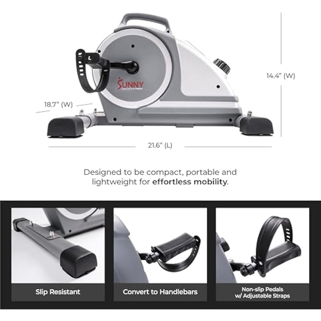 Sunny Health & Fitness Mini Exercise Bike – Under Desk Pedal Exerciser