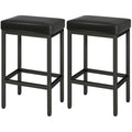 YMYNY Bar Stools Set of 2 – 66cm PU Leather Counter Chairs with Metal Base