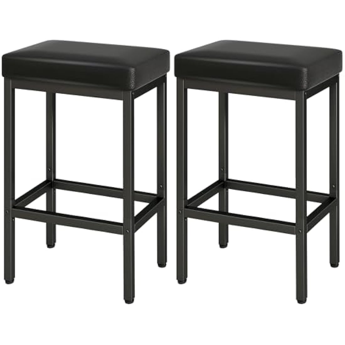 YMYNY Bar Stools Set of 2 – 66cm PU Leather Counter Chairs with Metal Base