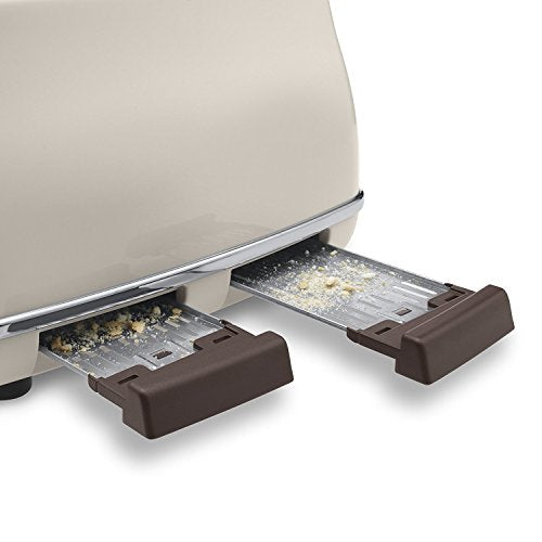 De'Longhi Icona Vintage 4-Slice Toaster – Beige & Mahogany CTOV4003BG