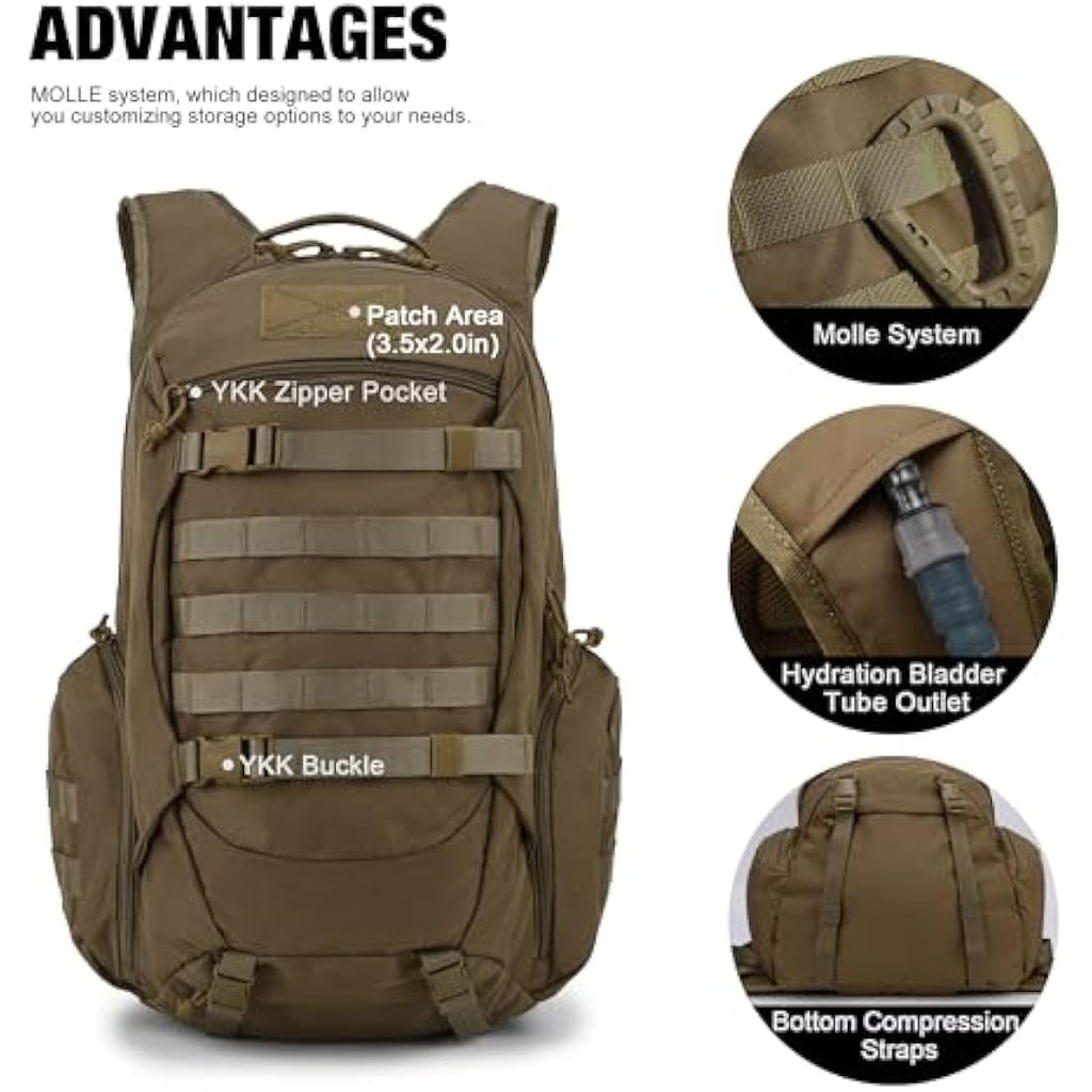 Mardingtop 35L Military Tactical Backpack | 600D Polyester MOLLE Rucksack