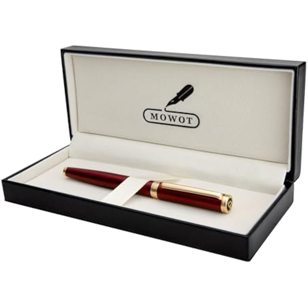 BEILUNER Luxury Fountain Pen – 24K Gold Finish Burgundy Fine Nib Pen