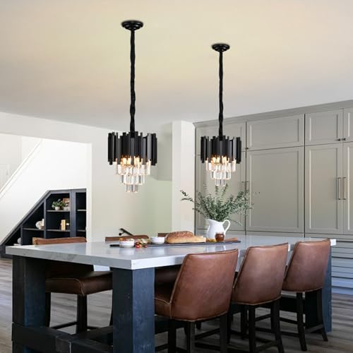 Jolof Store Modern K9 Crystal Chandelier – Black Round Ceiling Light