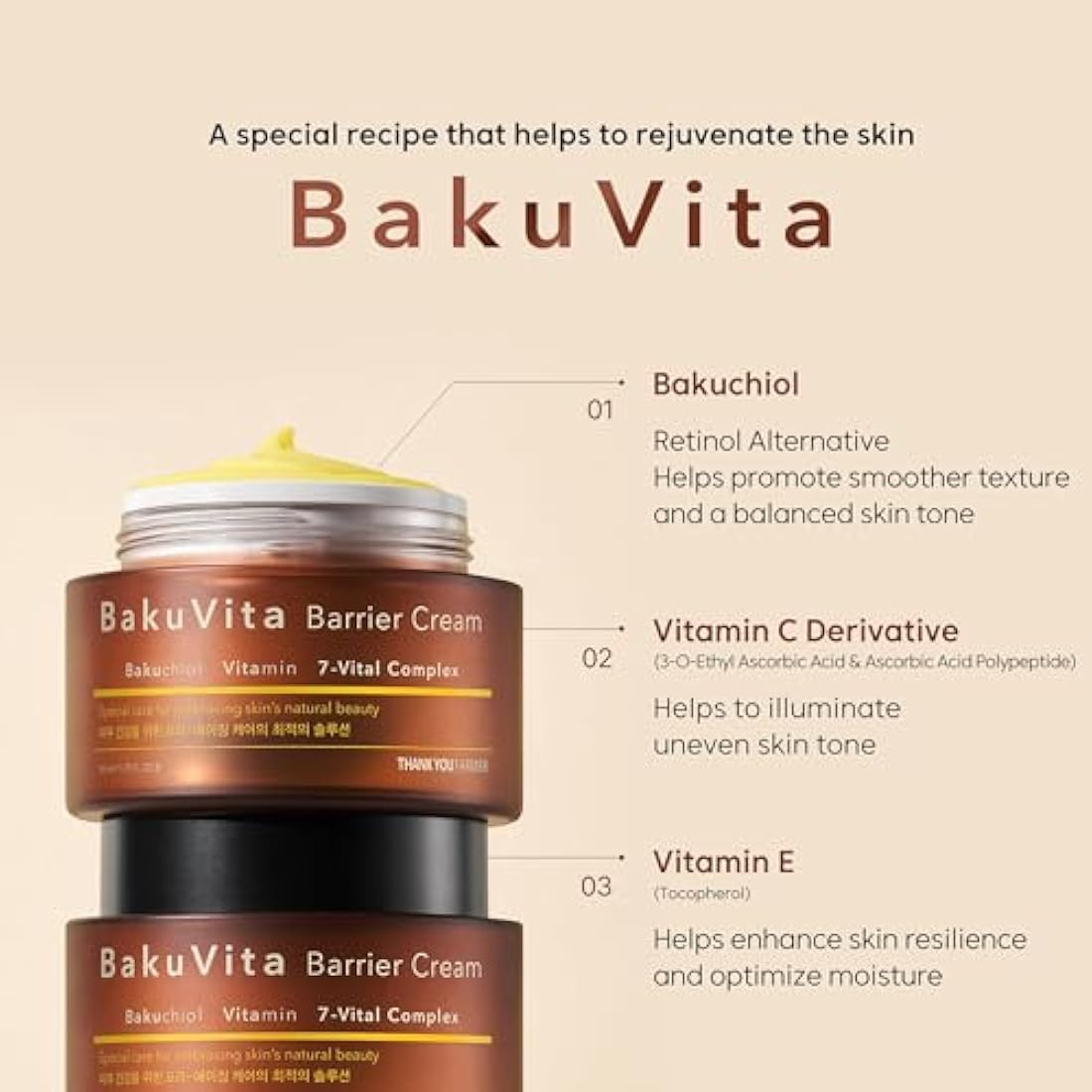 THANKYOU FARMER BakuVita Barrier Cream | Vegan Bakuchiol & Vitamin C