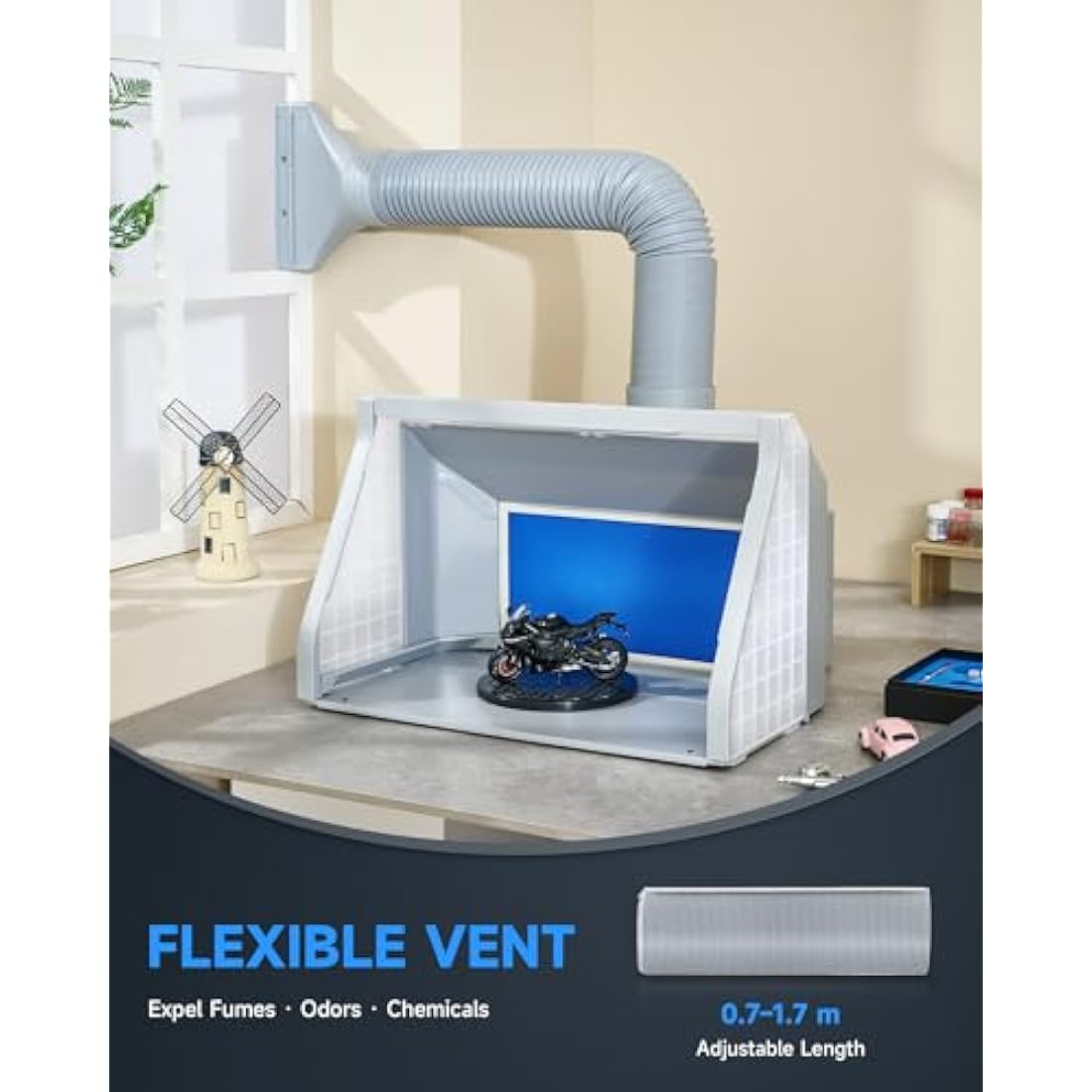 CO-Z Portable Airbrush Spray Booth with LED Lights and 19cm Turntable
