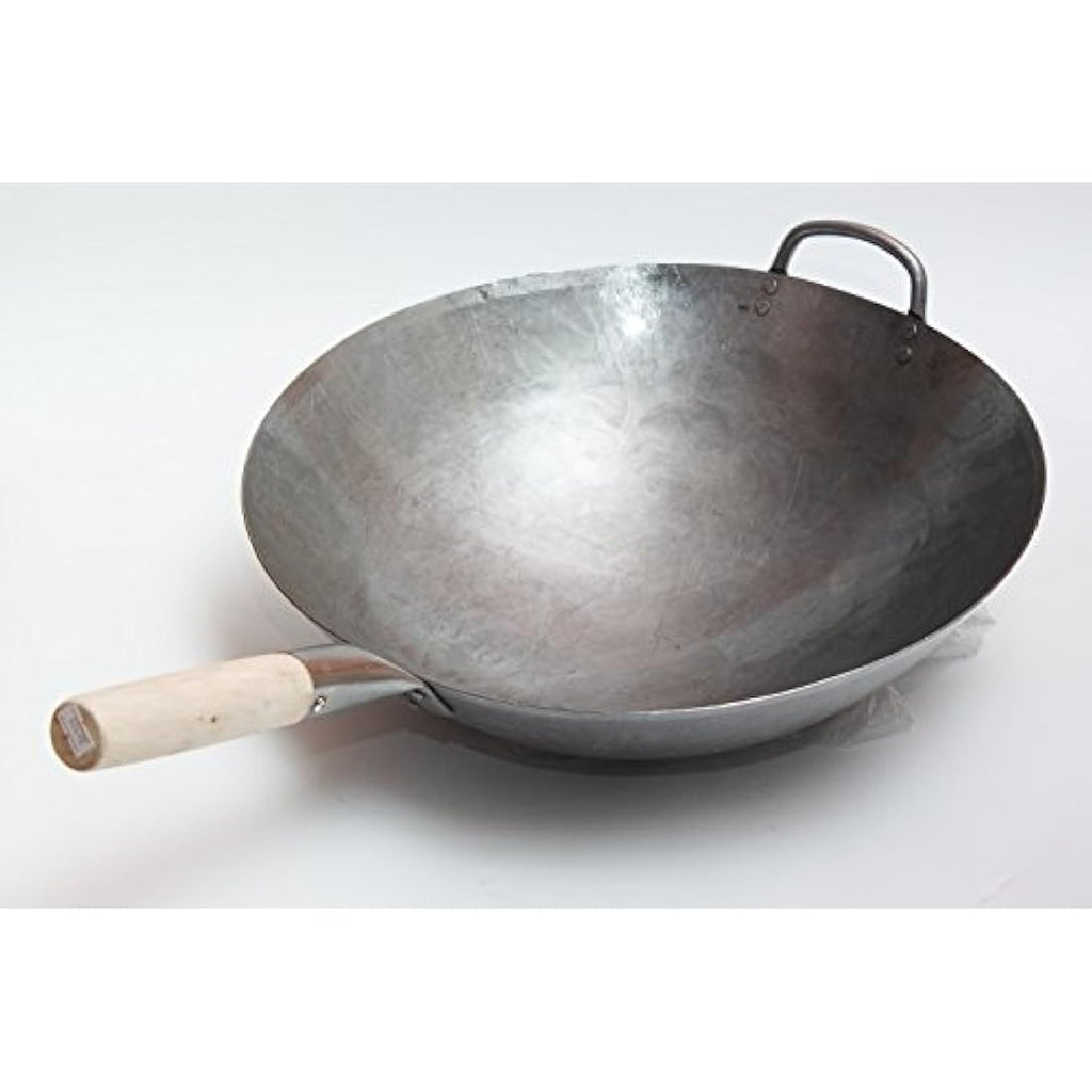 Craft Wok 16 Inch Hand Hammered Carbon Steel Round Bottom Wok Pan