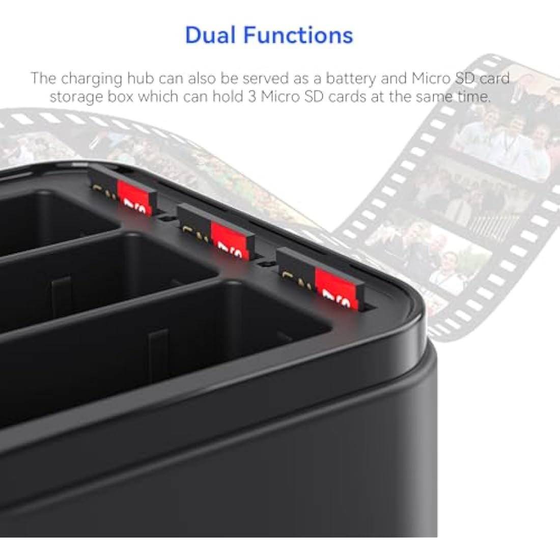CERFFOOL 3-Channel Battery Charger for GoPro Hero 13 Black with SD Storage