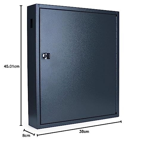 PAVO Deluxe Metal Key Cabinet – 80 Key Capacity – Modern Dark Grey
