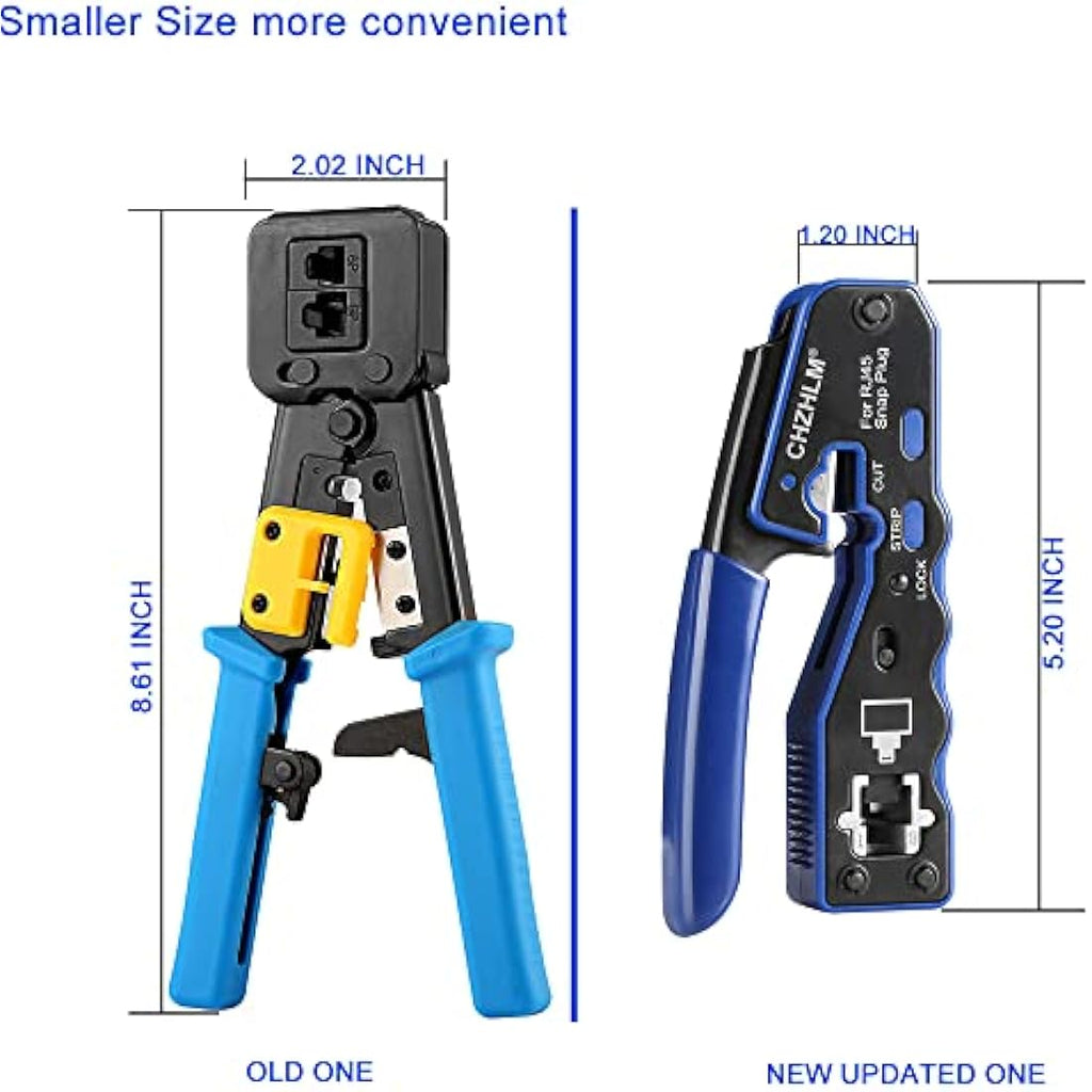 CHZHLM RJ45 Pass Through Crimp Tool Kit for Cat6 Cat5e with 50 Connectors