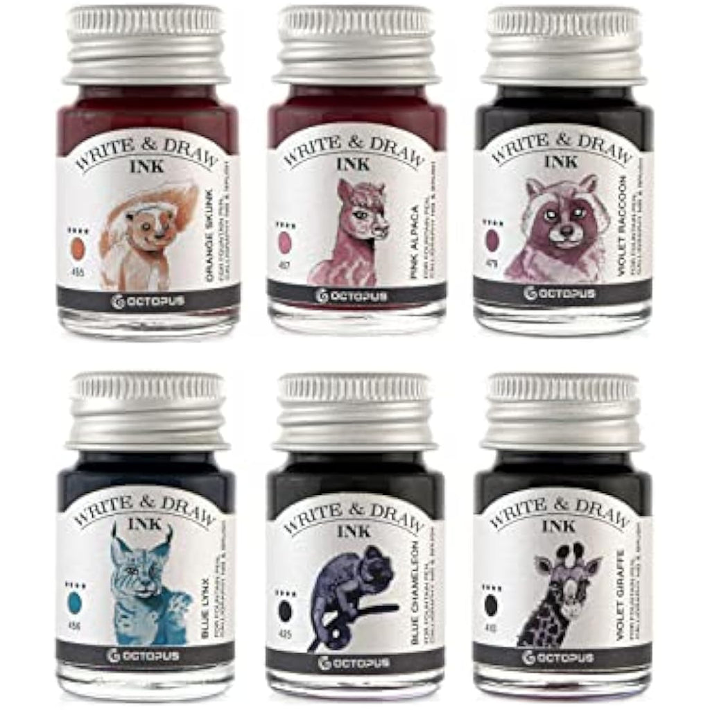 Horizon Octopus Waterproof Calligraphy & Drawing Ink Set - 6 x 10ml