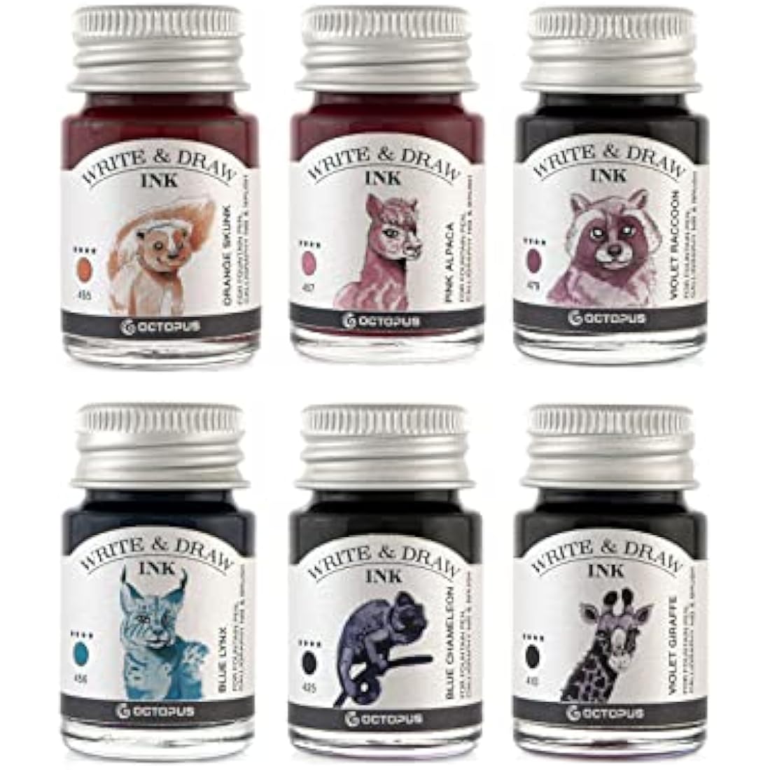 Horizon Octopus Waterproof Calligraphy & Drawing Ink Set - 6 x 10ml